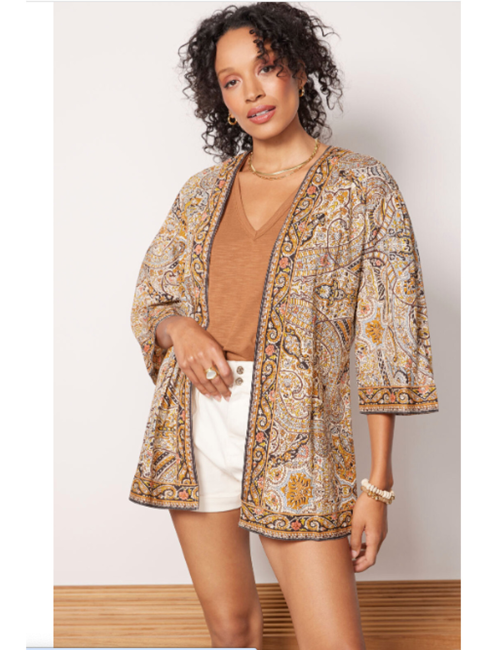 CLEOBELLA NWT Evereve Kaleidescope Organic Cotton Wrap Open Kimono Top // S